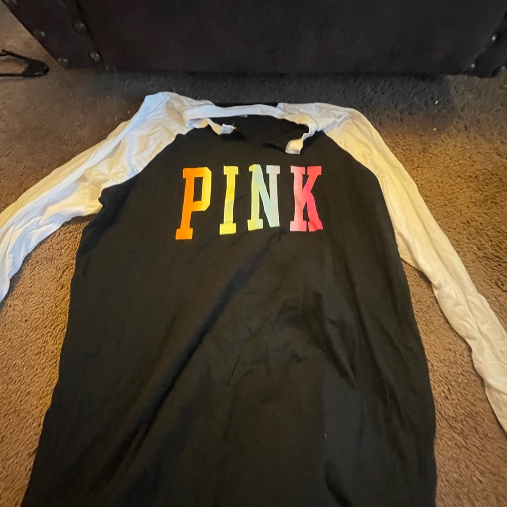 PINK Victoria's Secret Kids Raglan Shirt - Black and White